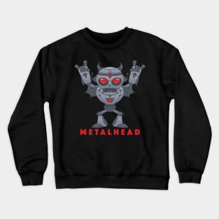 Metalhead - Heavy Metal Robot Devil - With Text Crewneck Sweatshirt